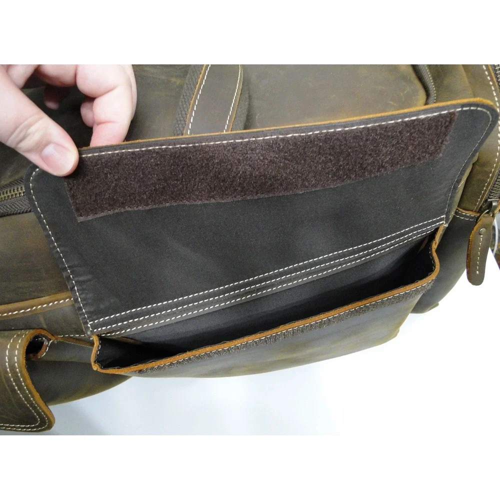 Polare Mens Full Grain Leather Duffel Bag Weekender Travel Luggage Brown Vintage